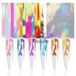 Stickere 3D Combinate  3DA41 Flacari , set de 6 folii Holografice Cameleon